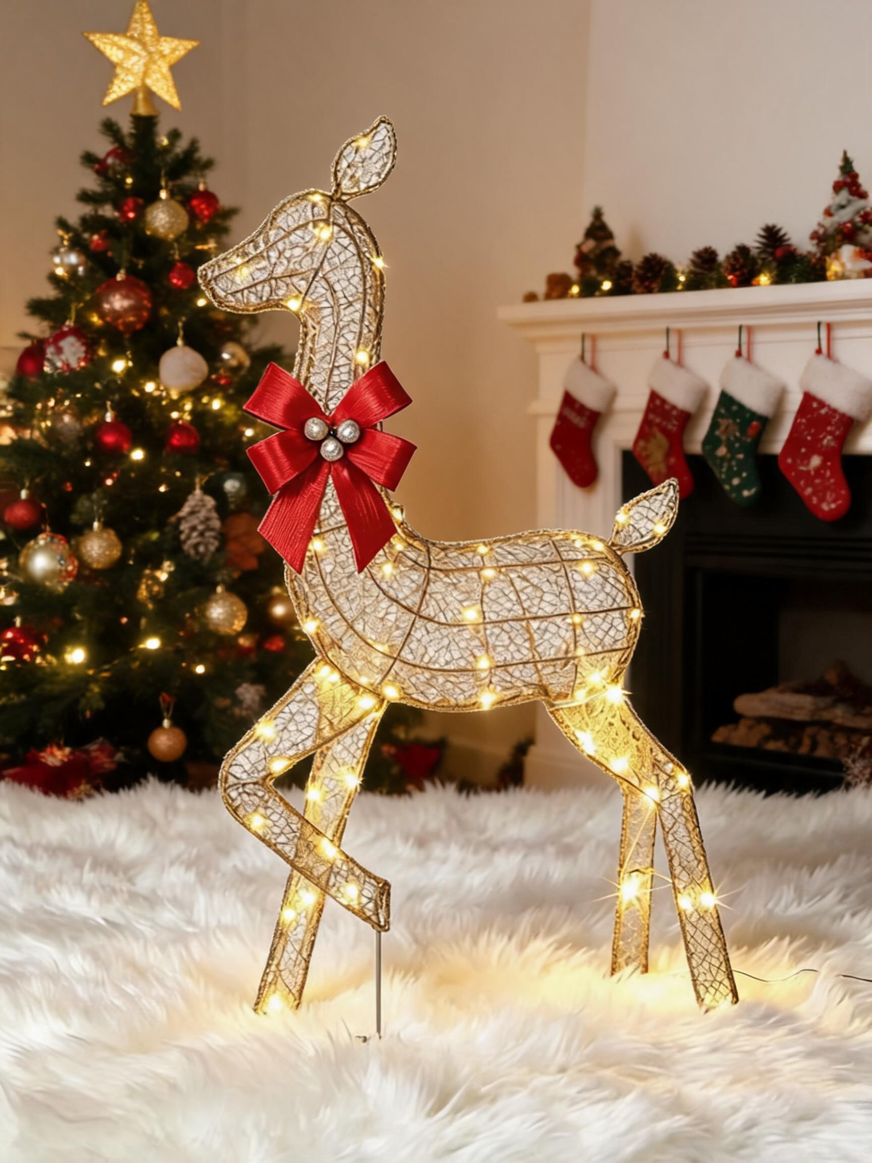 Christmas Lights Outdoor - 3 Pieces Lighted Christmas Deer Family