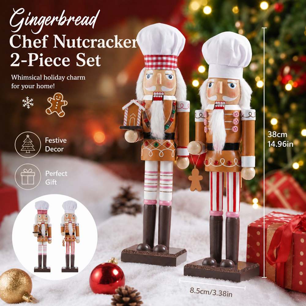 38CM Christmas Nutcracker Wood - Nutcracker Figurine 评论和价格