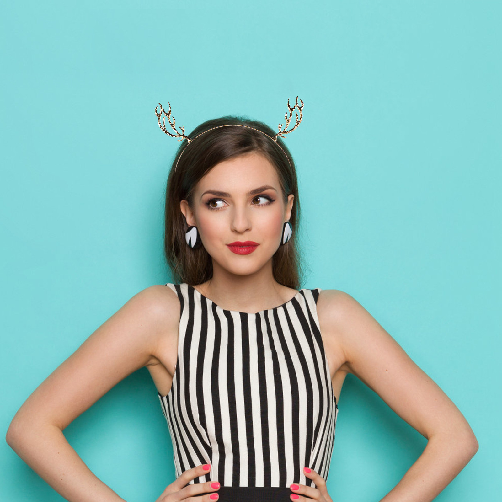 Metal Rhinestone Hair Hoop Ant - Reindeer Antlers Headband 评论和价格