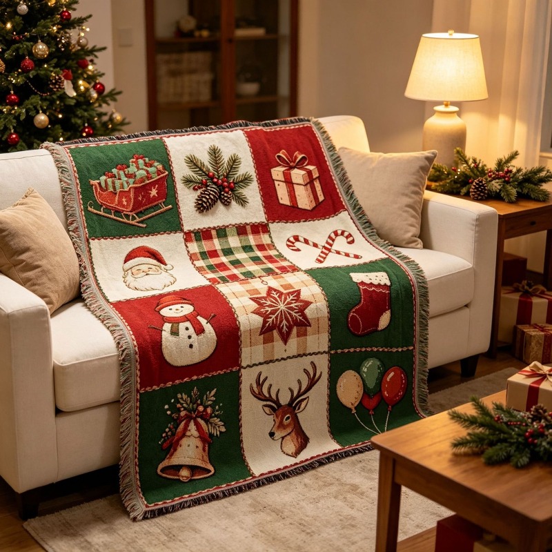 Christmas Jacquard Tassel Tape - Christmas Throw Blanket 评论和价格